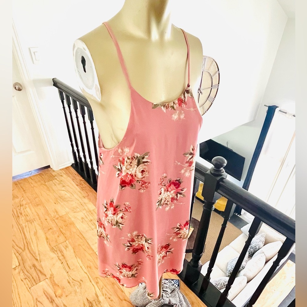 Floral Pink Sleeveless Tunic Dress